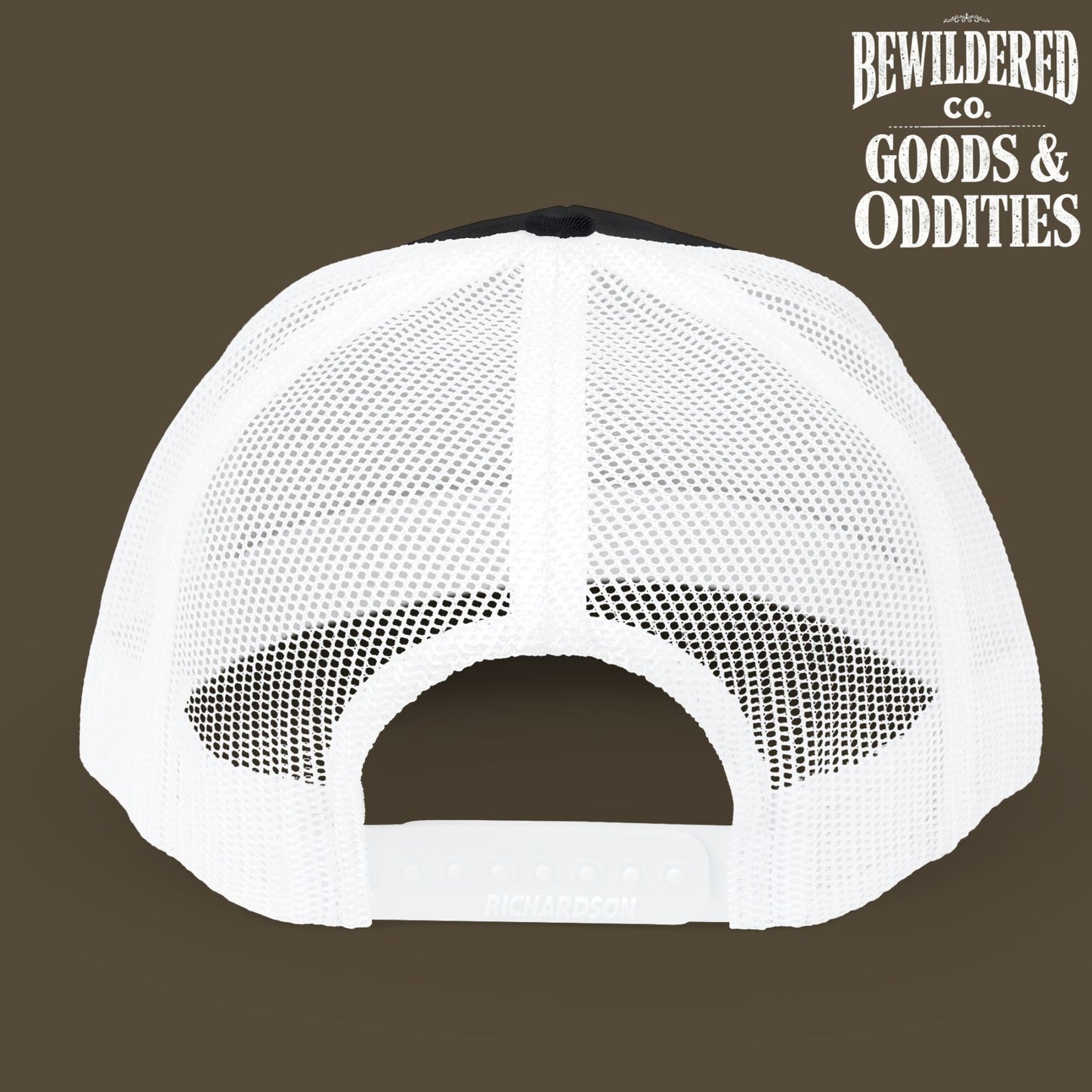 Bewildered Co. Embroidered Trucker Cap — 'Goods & Oddities' Snapback