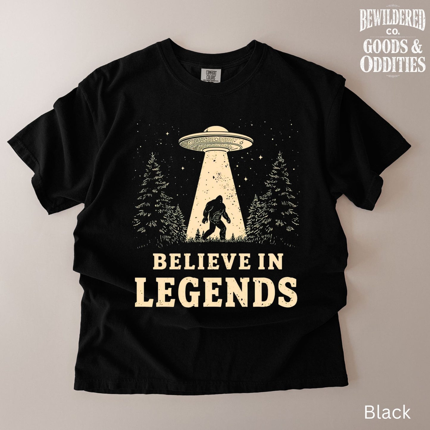 Believe in Legends T-Shirt — Bigfoot UFO Graphic Tee