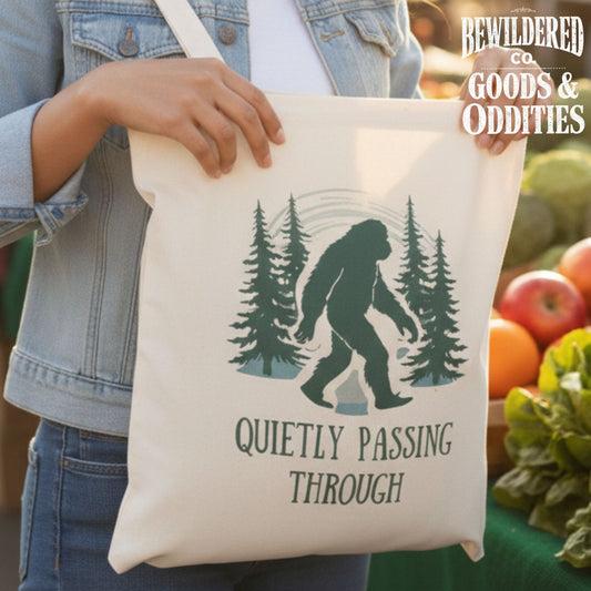 Quietly Passing Through Tote Bag — Sasquatch Forest Canvas Tote