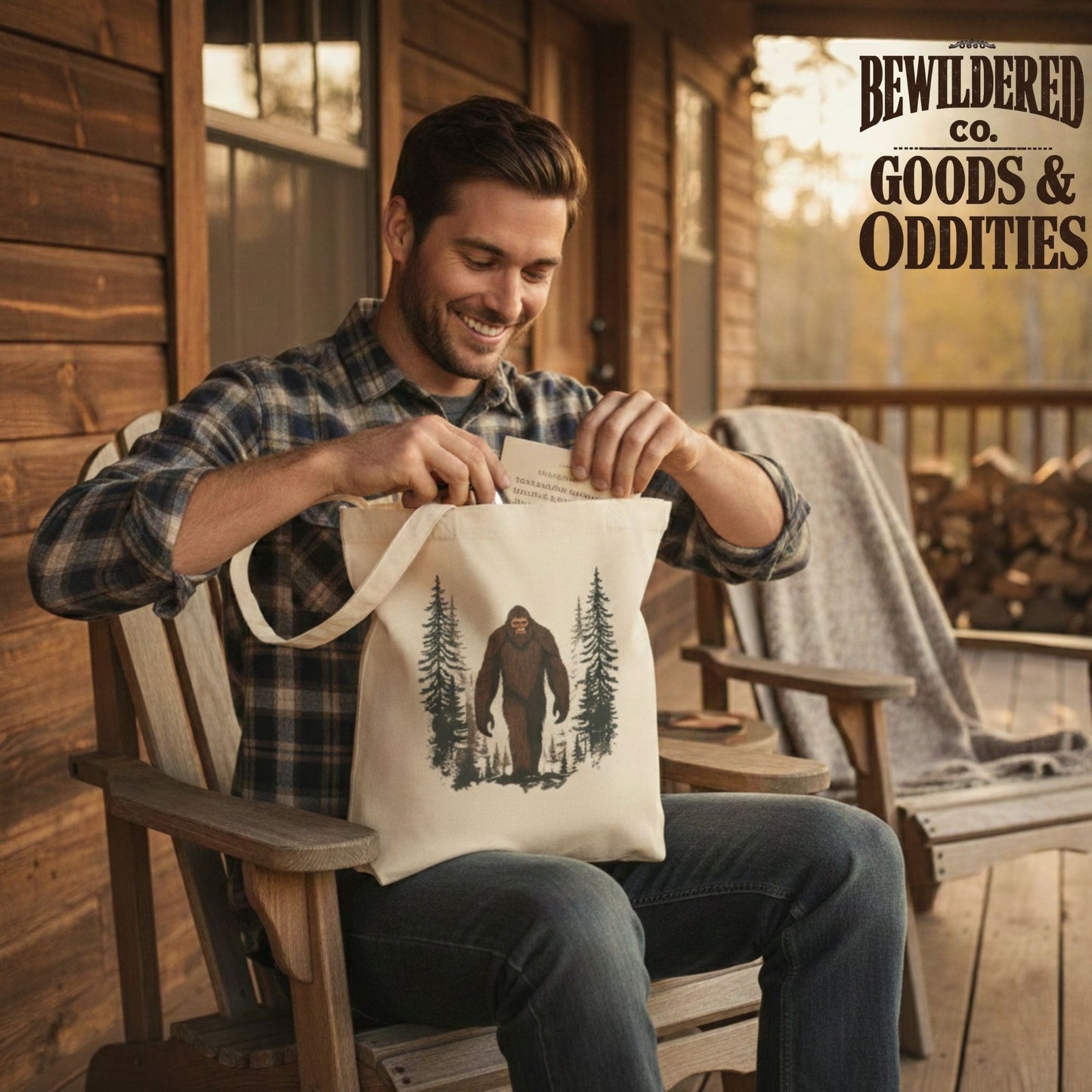 Bigfoot Forest Tote Bag — Sasquatch Canvas Book & Market Bag