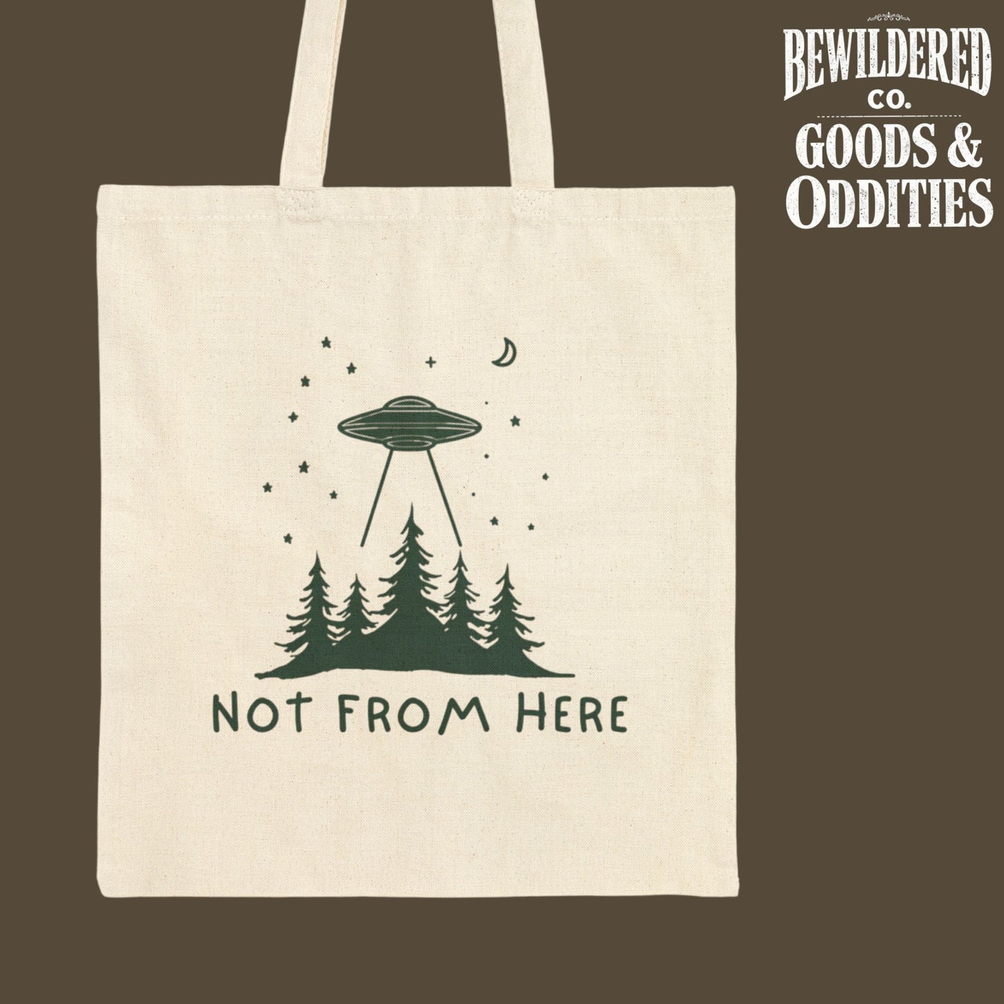 Not From Here Tote — UFO & Forest Cotton Canvas Bag