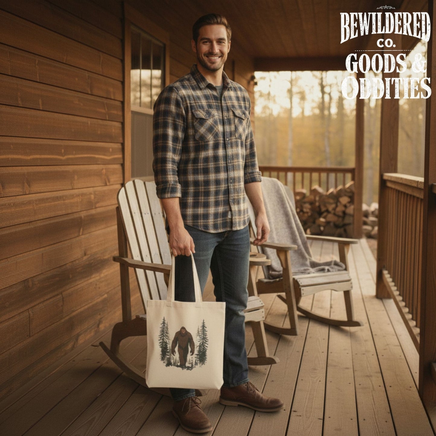 Bigfoot Forest Tote Bag — Sasquatch Canvas Book & Market Bag