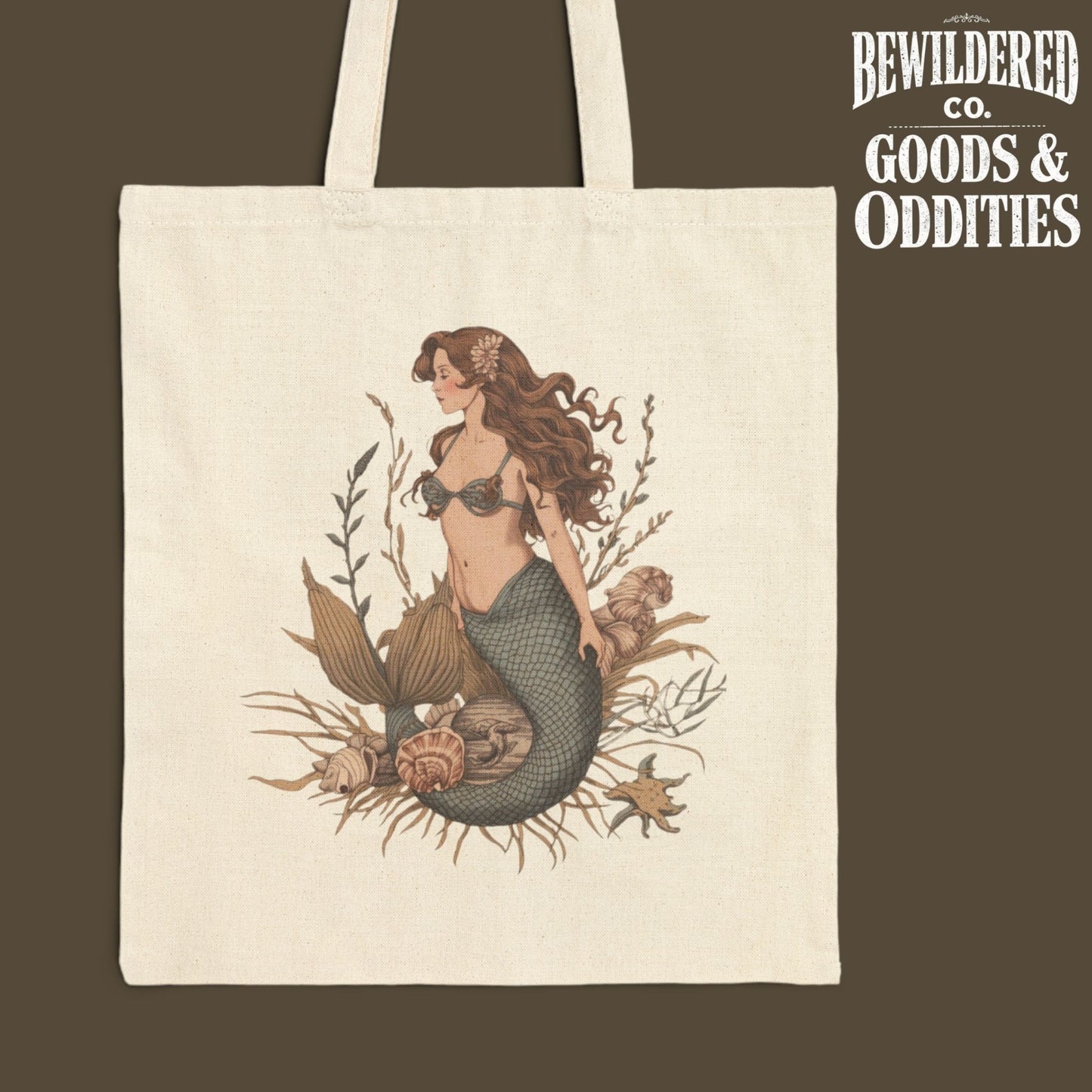 Mermaid Tote Bag — Nautical Canvas Tote