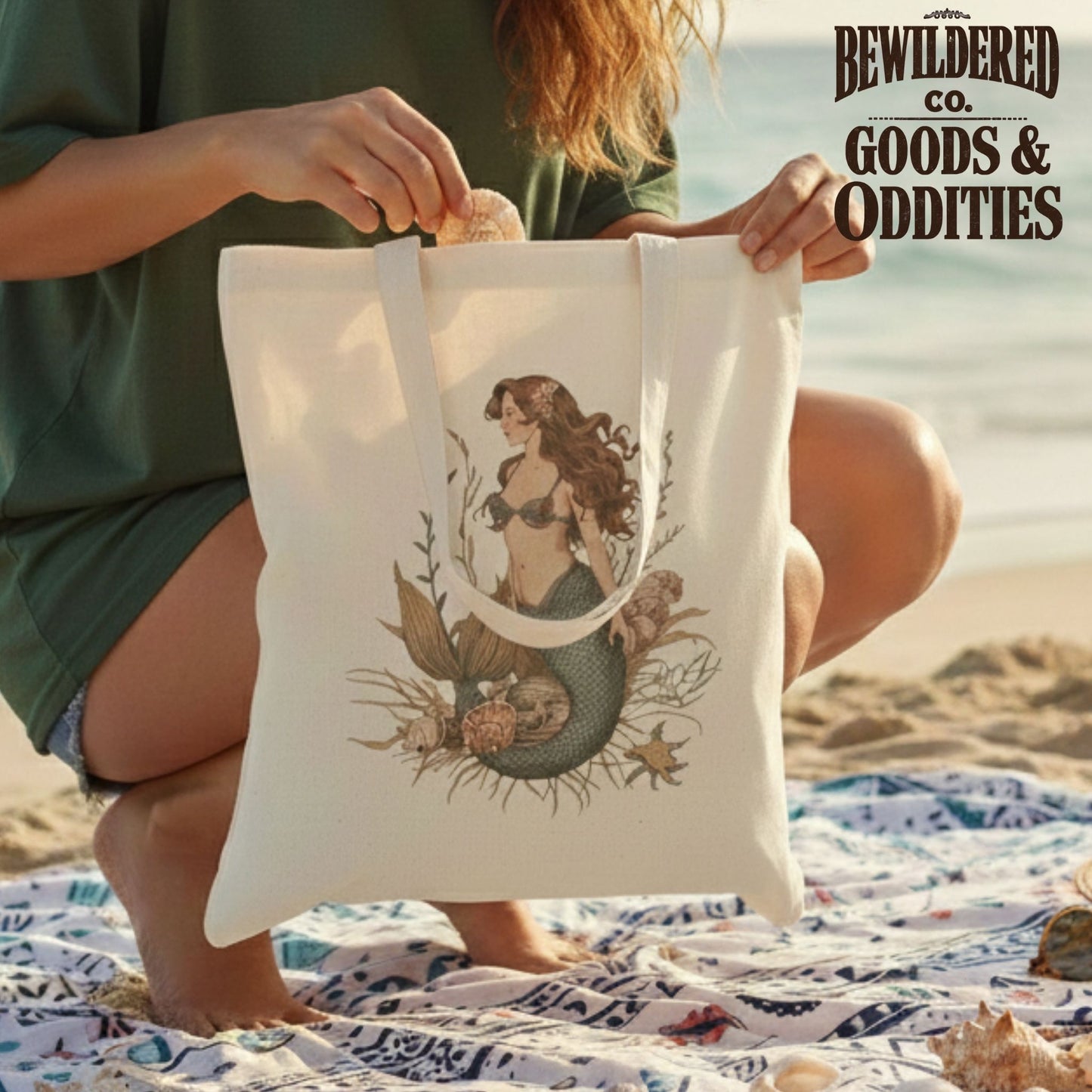 Mermaid Tote Bag — Nautical Canvas Tote