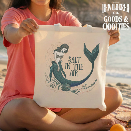 Mermaid 'Salt in the Air' Canvas Tote Bag — Beachy Eco Shopper