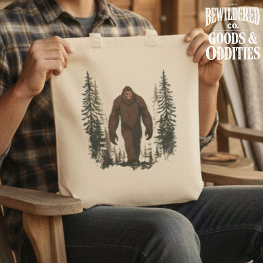 Bigfoot Forest Tote Bag — Sasquatch Canvas Book & Market Bag