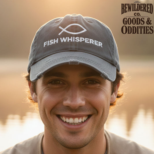 Distressed Dad Hat — Fish Whisperer Embroidered Fishing Cap