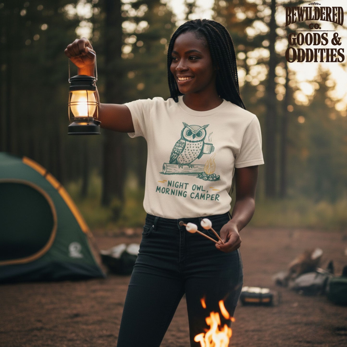Night Owl Morning Camper T-shirt — Funny Dual Personality Camping Tee