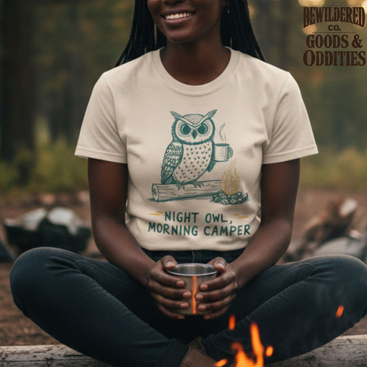 Night Owl Morning Camper T-shirt — Funny Dual Personality Camping Tee