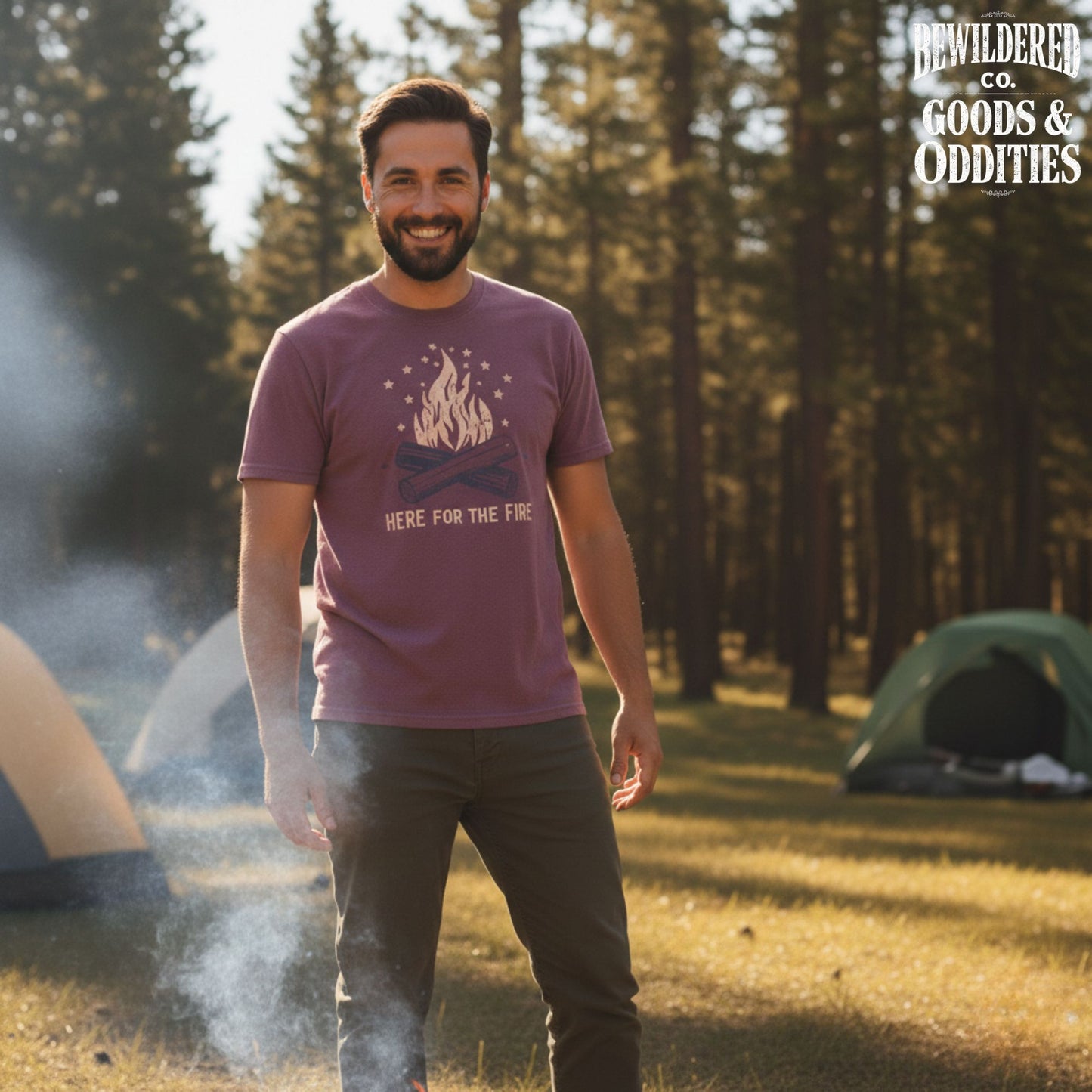 Here For The Fire T-Shirt — Campfire Graphic Tee