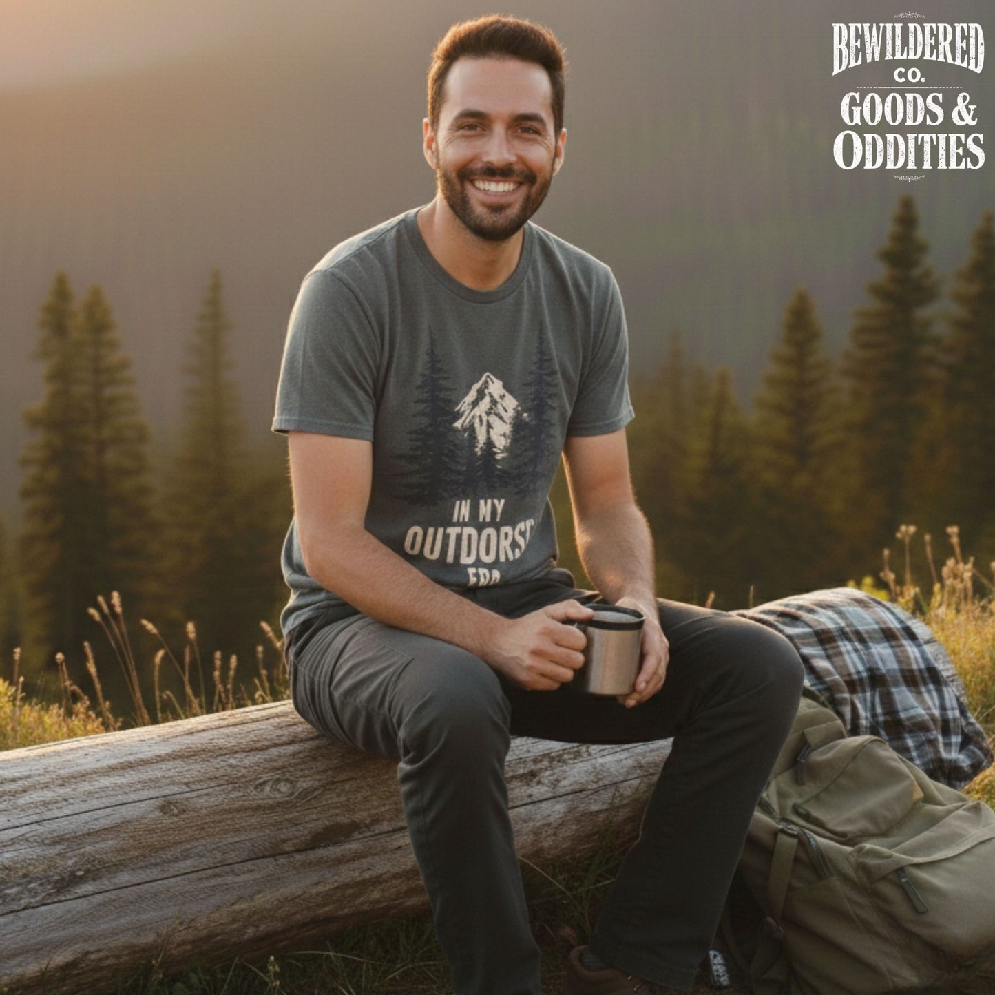 Outdoorsy Era T-Shirt — Vintage Mountain & Pine Forest Graphic