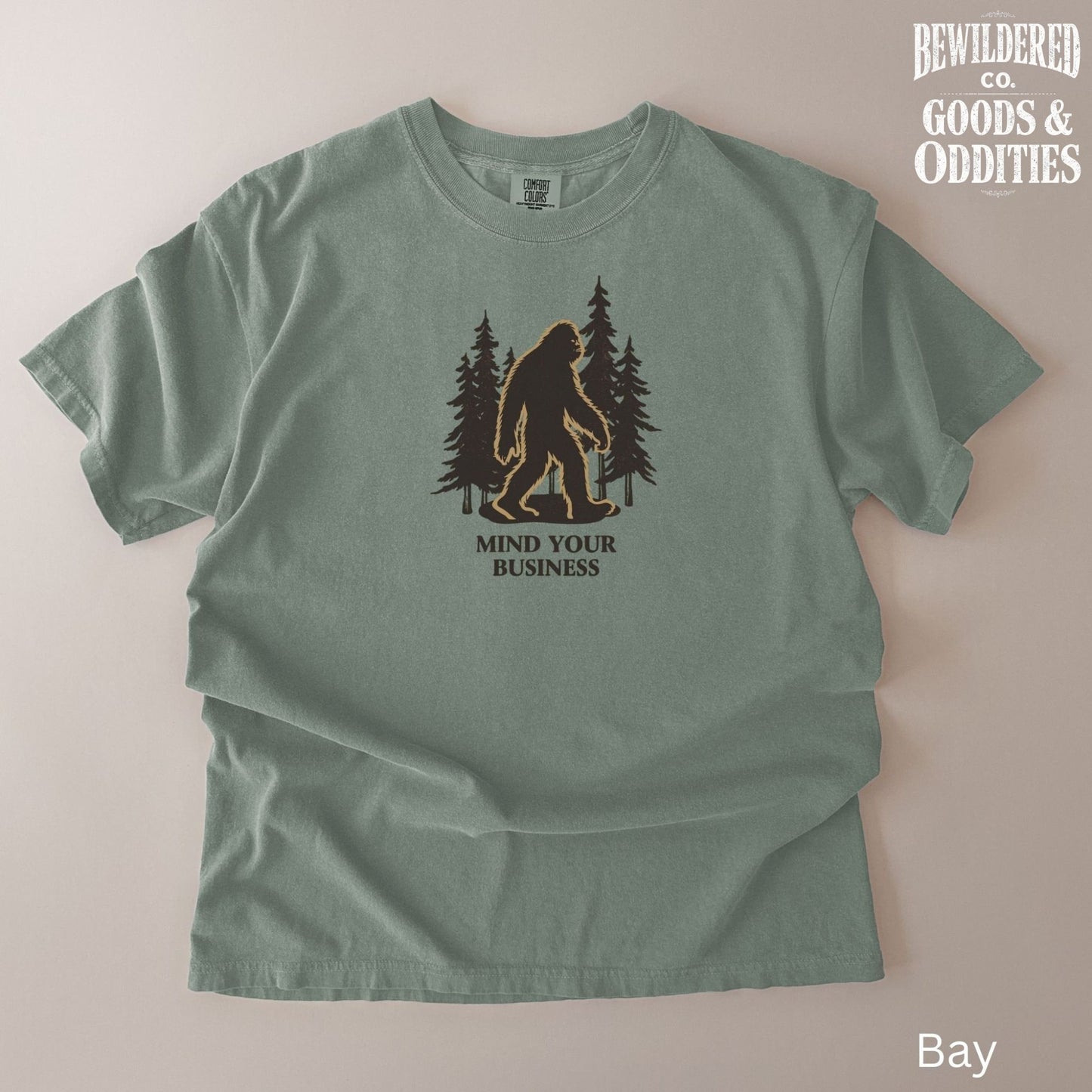 Sasquatch “Mind Your Business” T‑Shirt — Vintage Forest Bigfoot Tee
