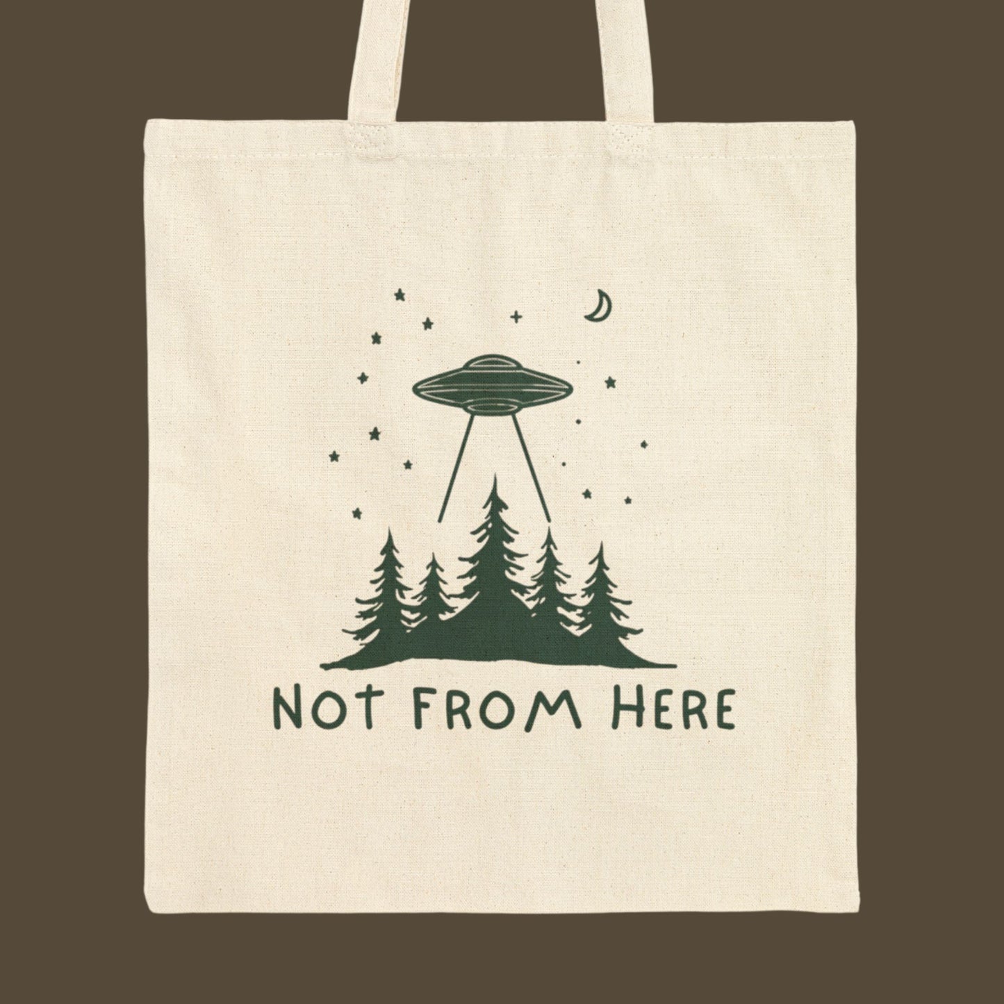 Not From Here Tote — UFO & Forest Cotton Canvas Bag
