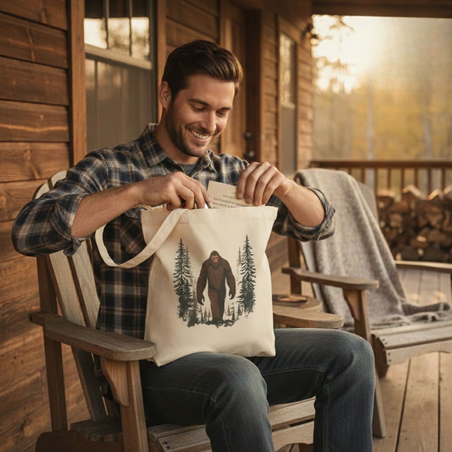 Bigfoot Forest Tote Bag — Sasquatch Canvas Book & Market Bag