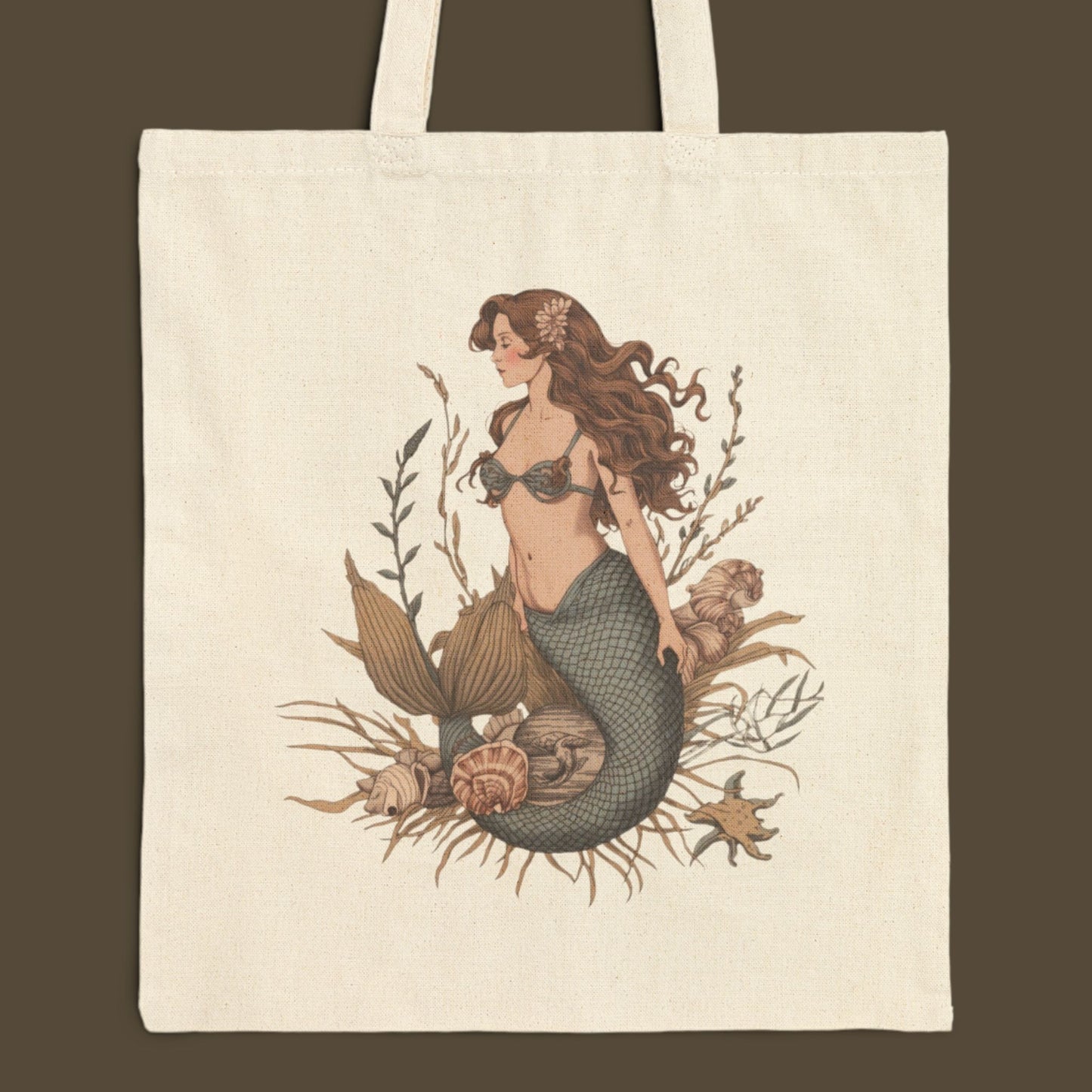 Mermaid Tote Bag — Nautical Canvas Tote
