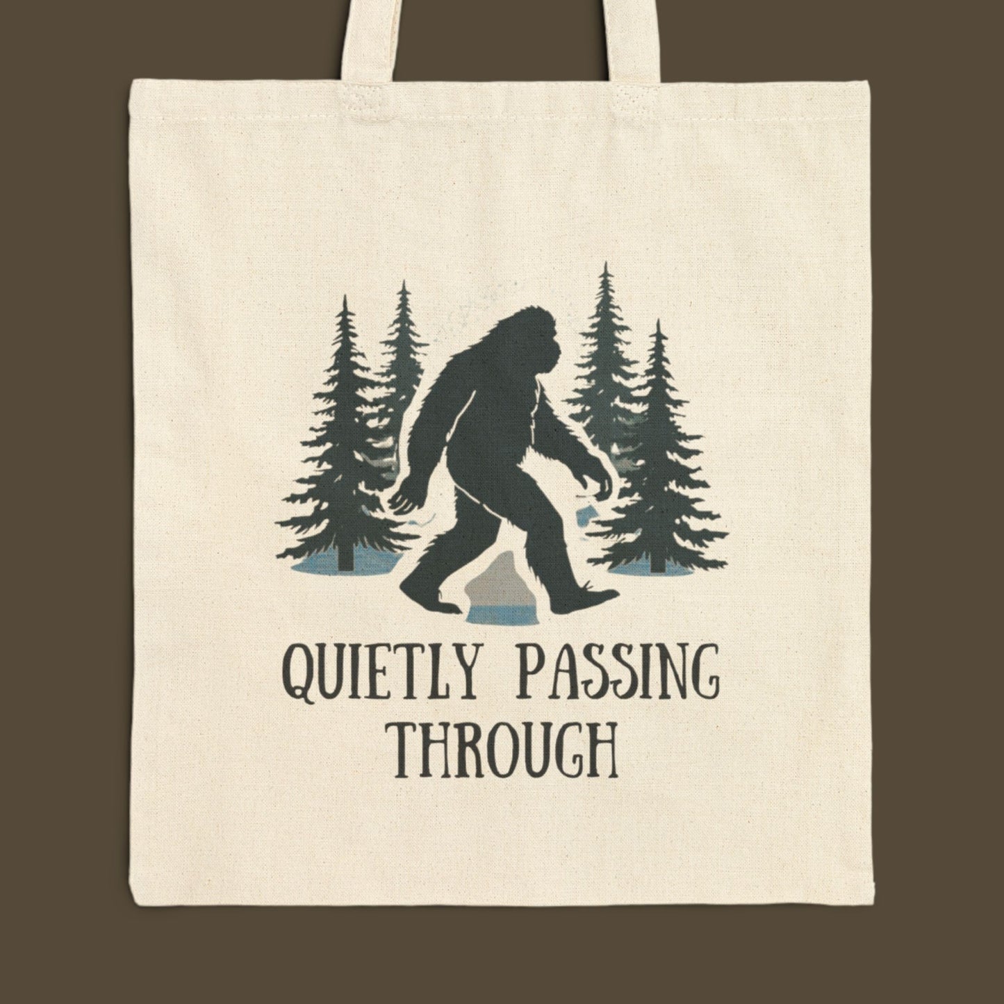 Bigfoot Quietly Passing Through Tote Bag — Sasquatch Forest Canvas Tote