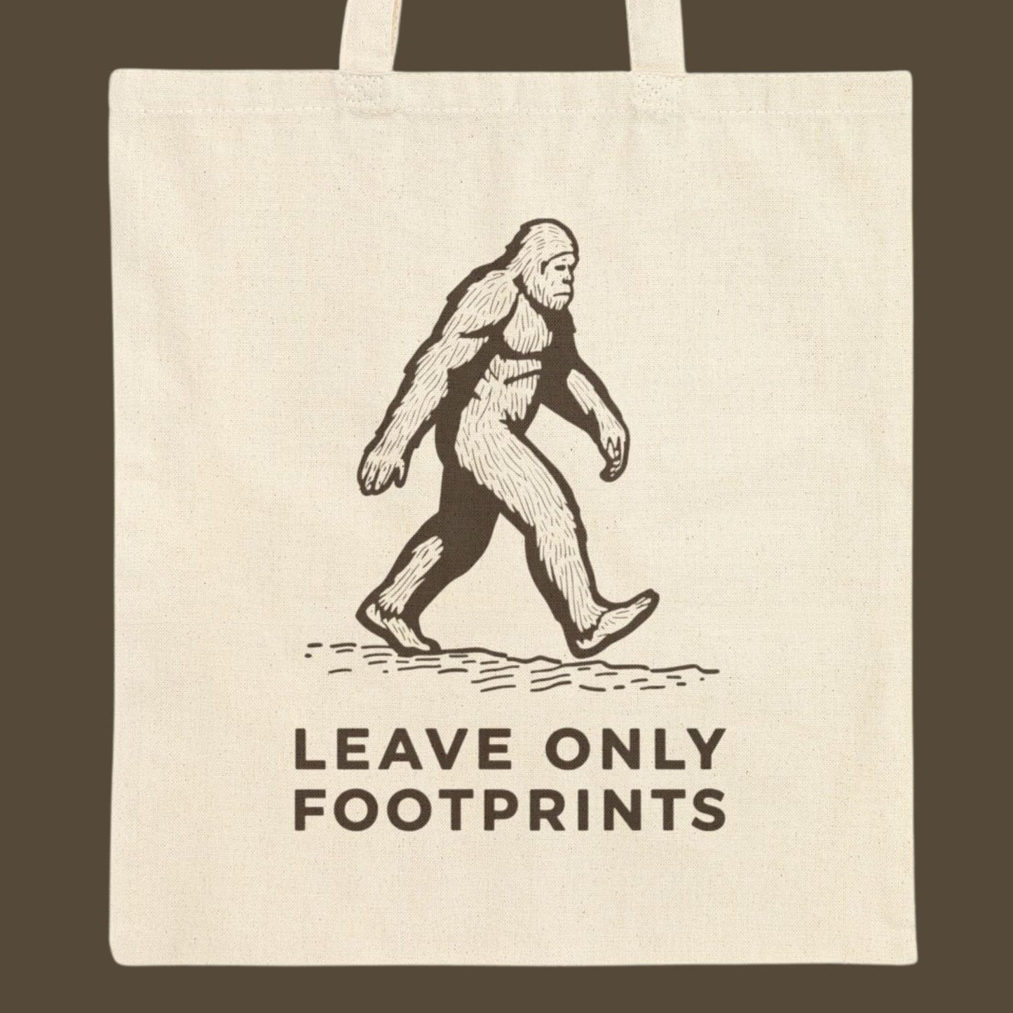 Bigfoot Canvas Tote Bag — 'Leave Only Footprints' Sasquatch Eco Shopper