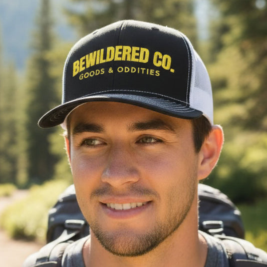 Bewildered Co. Embroidered Trucker Cap — 'Goods & Oddities' Snapback hat