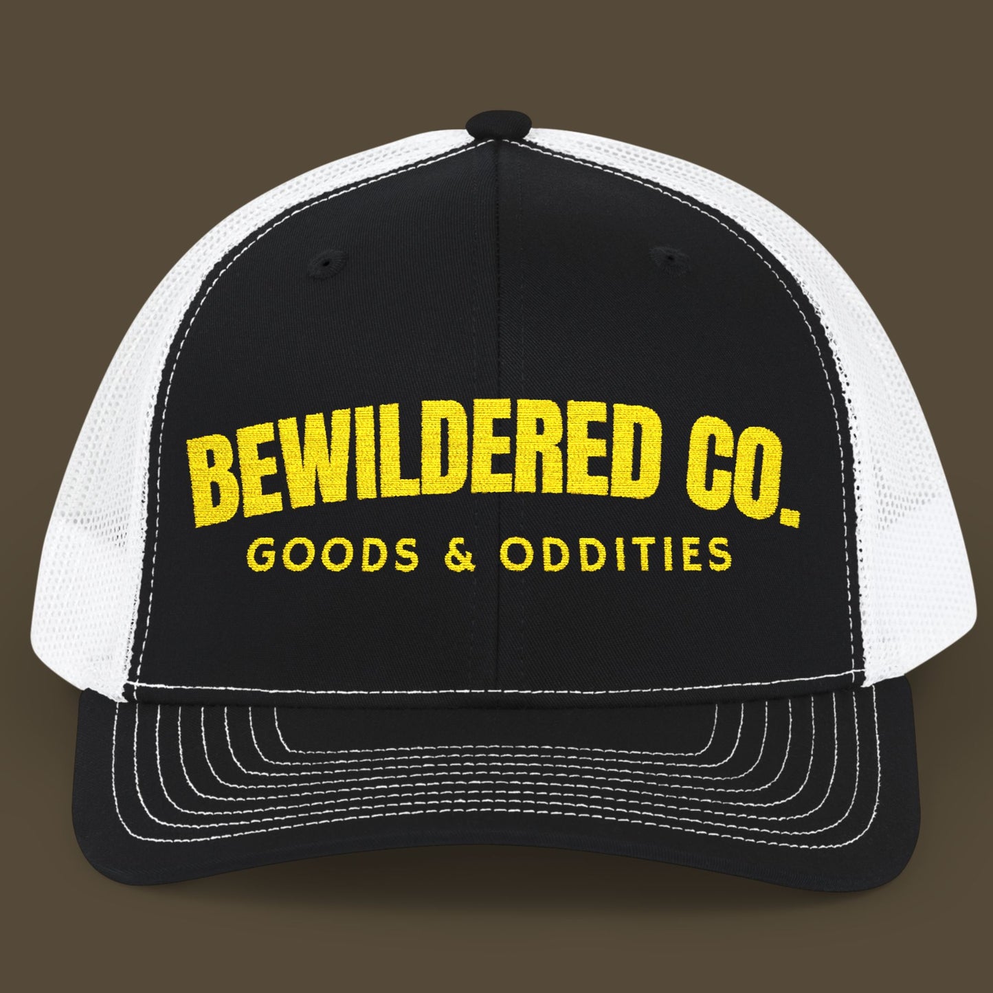 Bewildered Co. Embroidered Trucker Cap — 'Goods & Oddities' Snapback hat