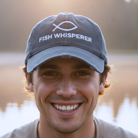 Distressed Dad Hat — Fish Whisperer Embroidered Fishing Cap