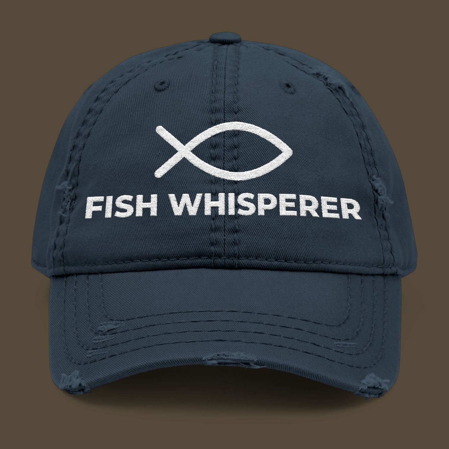 Distressed Dad Hat — Fish Whisperer Embroidered Fishing Cap