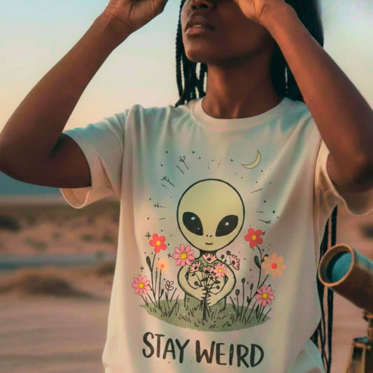 Stay Weird Alien Tee Comfort Colors 1717 Cute UFO Shirt