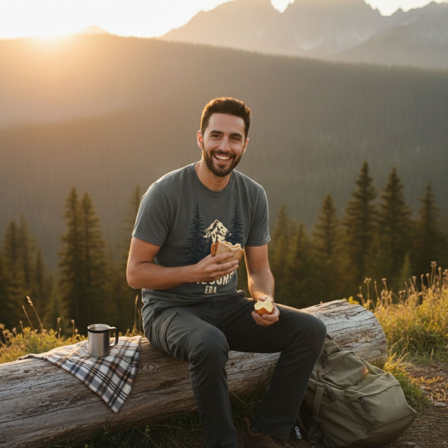 Outdoorsy Era T-Shirt – Vintage Mountain Forest Graphic, Comfort Colors 1717