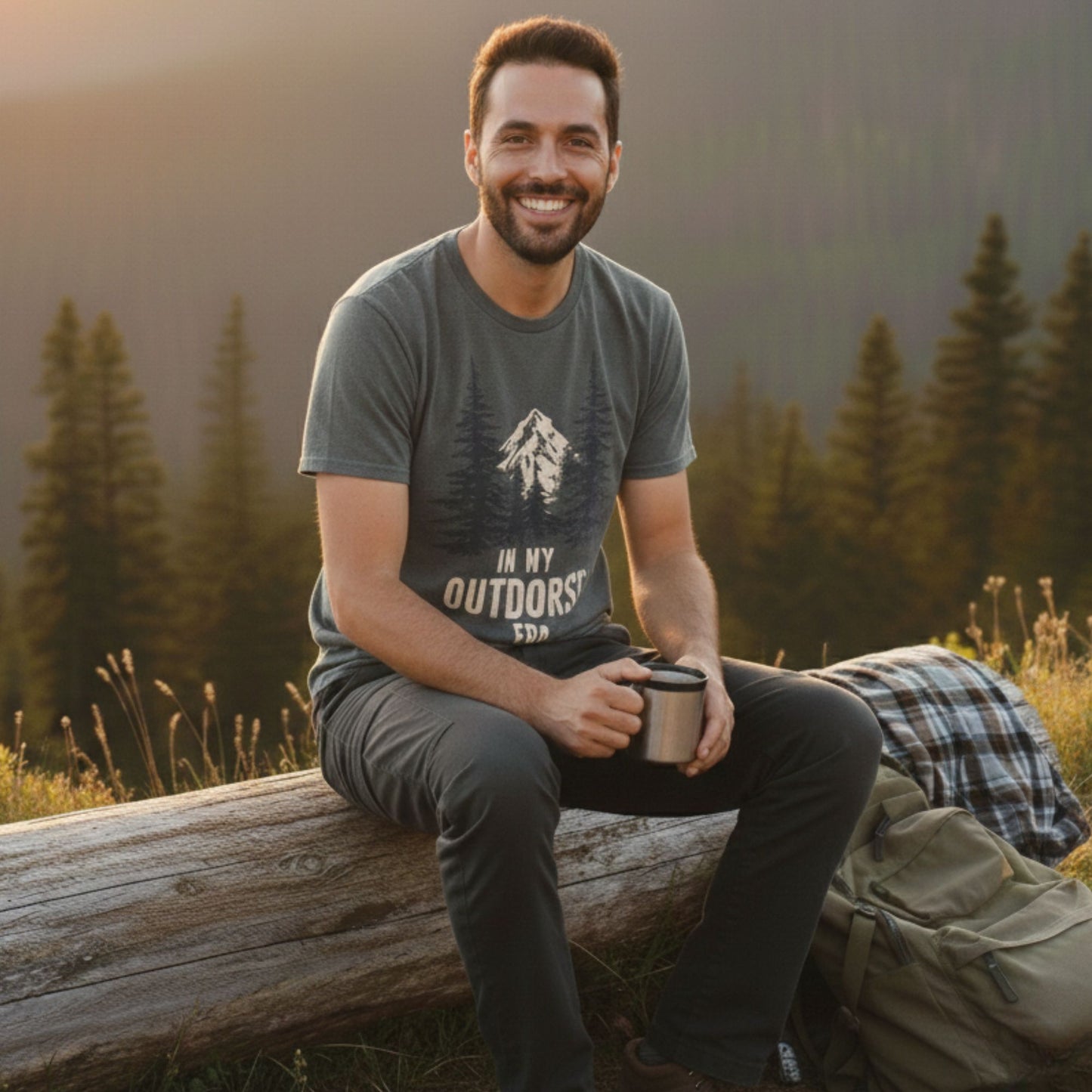 Outdoorsy Era T-Shirt – Vintage Mountain Forest Graphic, Comfort Colors 1717