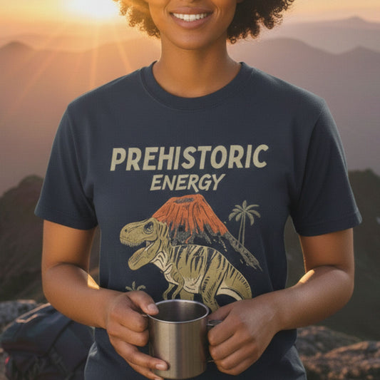 Prehistoric Energy T-Shirt – T‑Rex Dinosaur Graphic Tee, Comfort Colors 1717