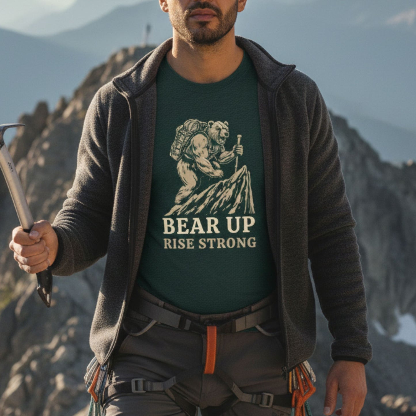Bear Up Rise Strong T-Shirt – Motivational Graphic Tee, Comfort Colors 1717