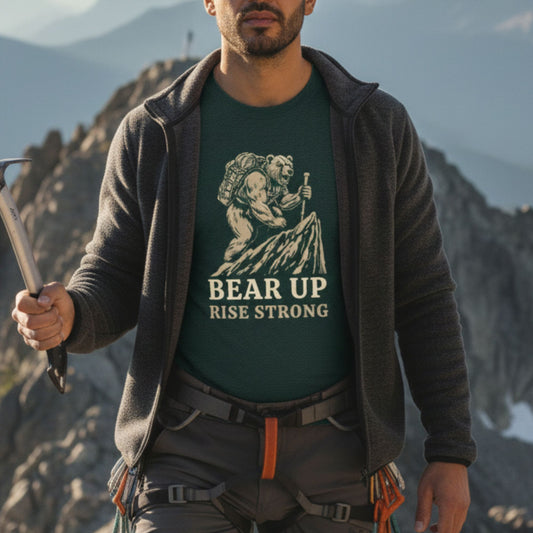 Bear Up Rise Strong T-Shirt – Motivational Graphic Tee, Comfort Colors 1717