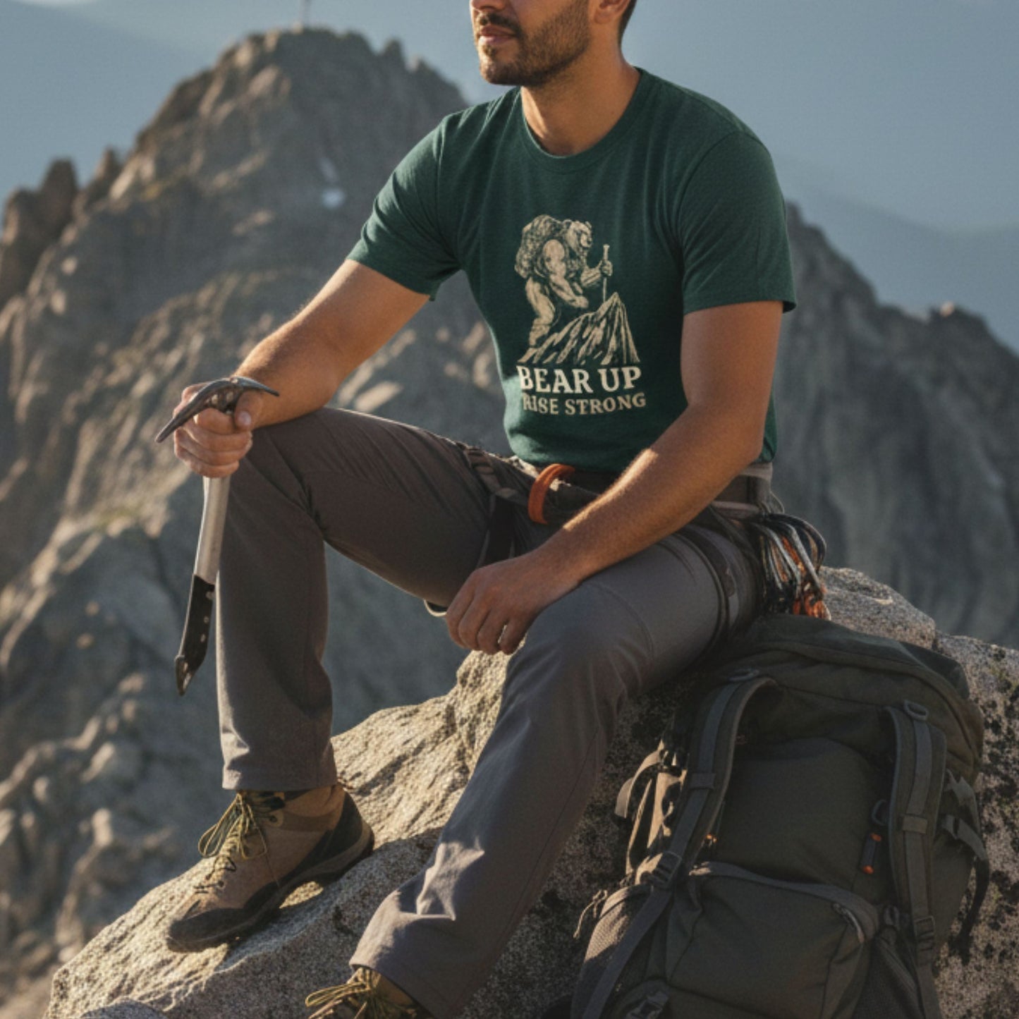 Bear Up Rise Strong T-Shirt – Motivational Graphic Tee, Comfort Colors 1717