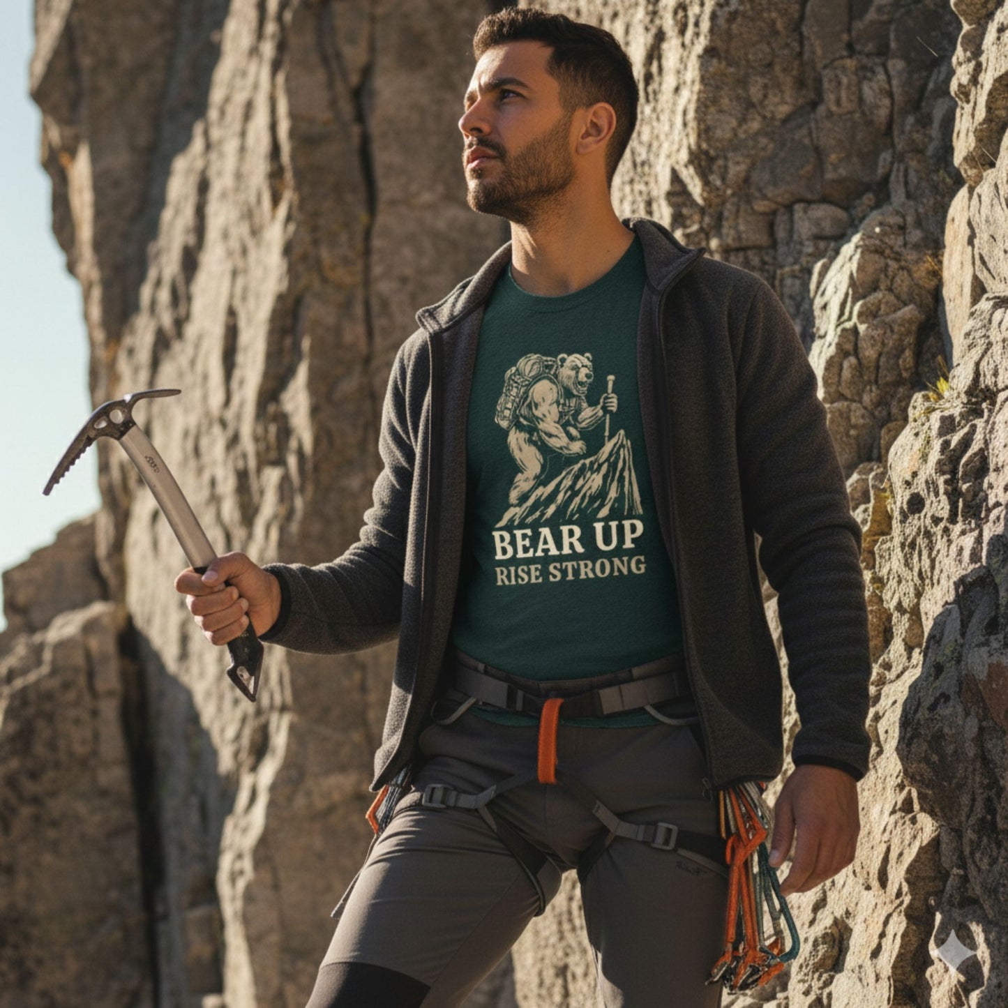 Bear Up Rise Strong T-Shirt – Motivational Graphic Tee, Comfort Colors 1717