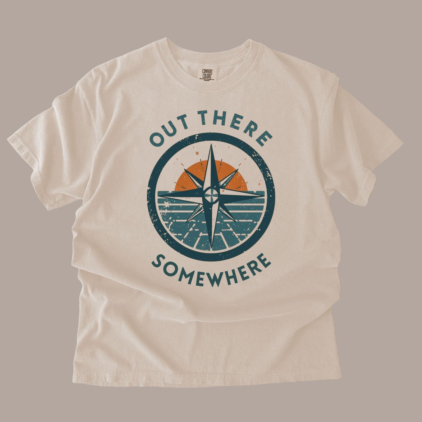 Out There Somewhere Compass T-Shirt – Adventure Graphic Tee, Comfort Colors 1717