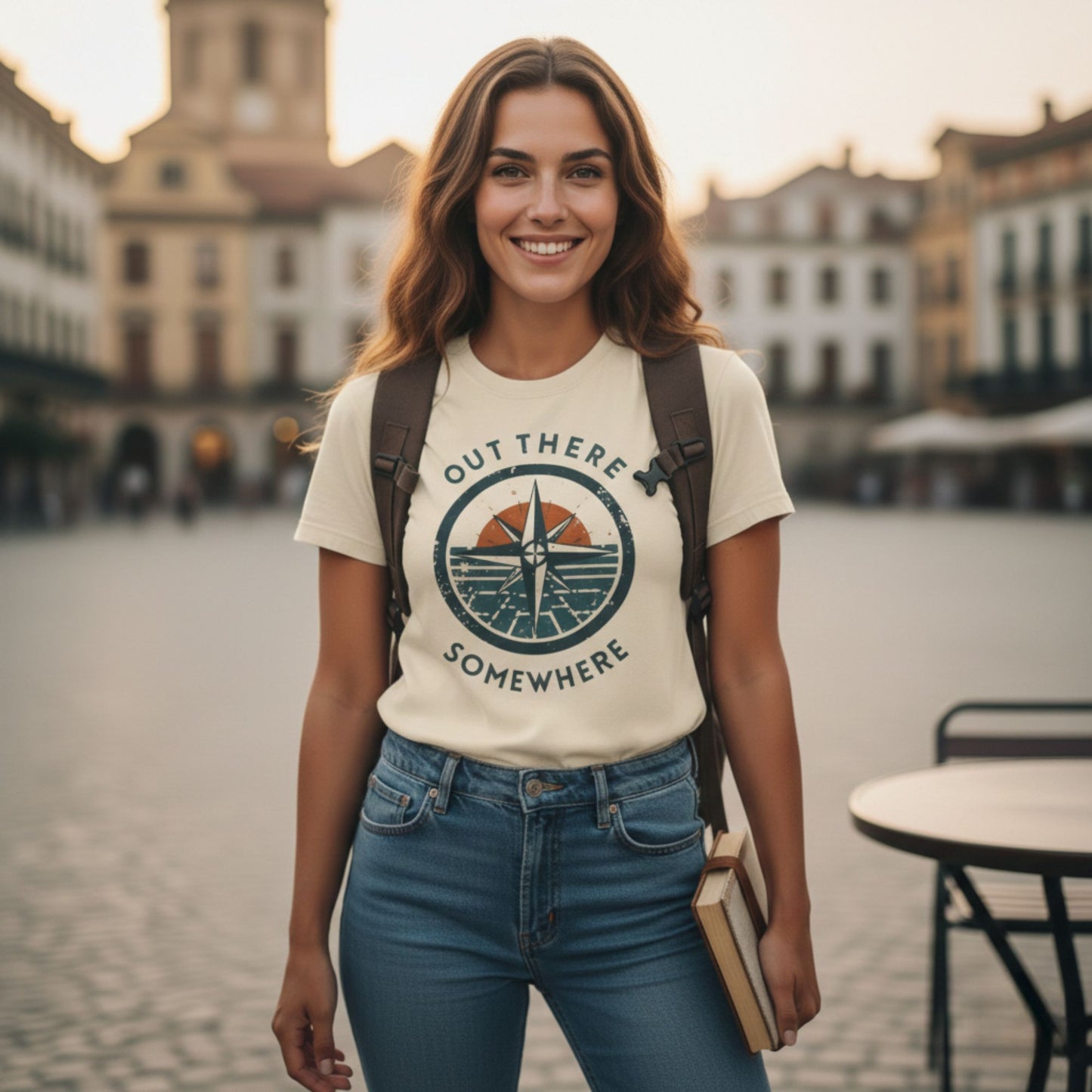 Out There Somewhere Compass T-Shirt – Adventure Graphic Tee, Comfort Colors 1717